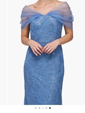 Off-Shoulder Lace Evening Dress in Periwinkle Blue